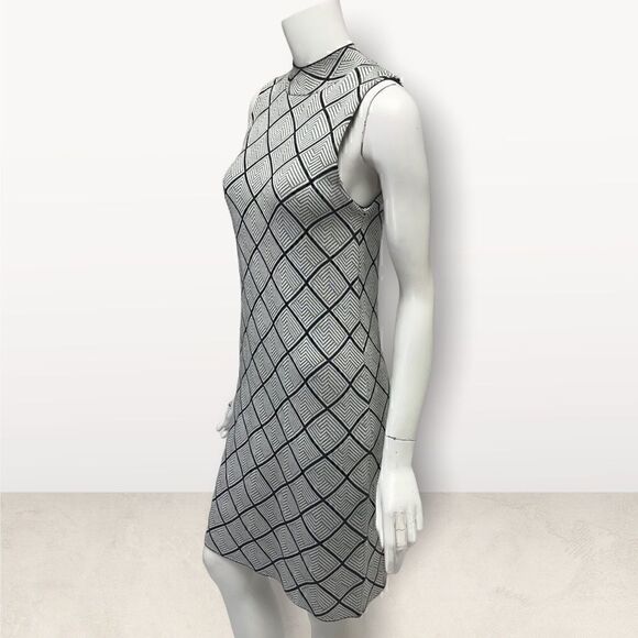 Catherine Malandrino Black & White Sleeves High Neck Knit Dress - Picture 3 of 6